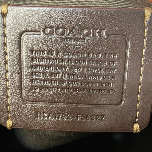 Coach Celeste Khaki & brown Canvas & Leather Convertible Hobo Crossbody F58327 - Picture 8 of 14